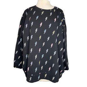 Torrid fleece women’s size 1-(14–16) black with gray pink gold lightning bolts d